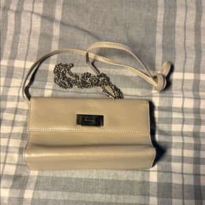 Nordstrom Cream Leather Clutch with Chain Strap